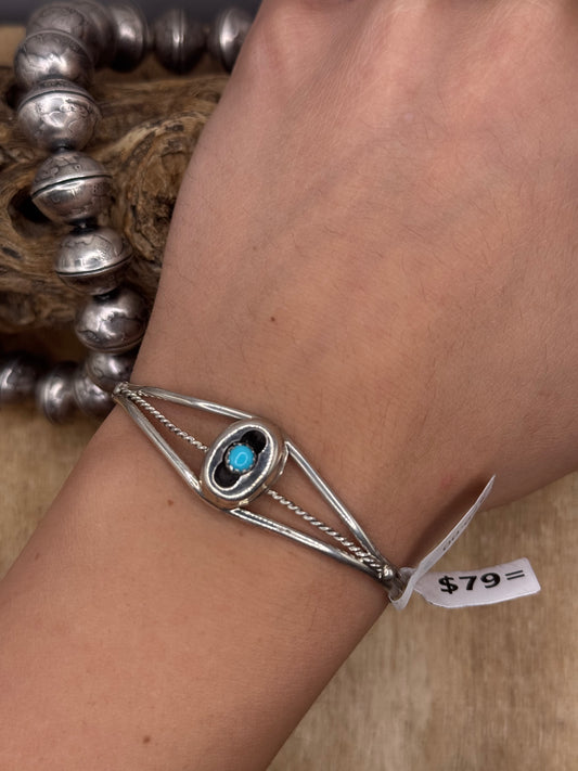 Turquoise Shadow Box Cuff by Janice Spencer, Navajo