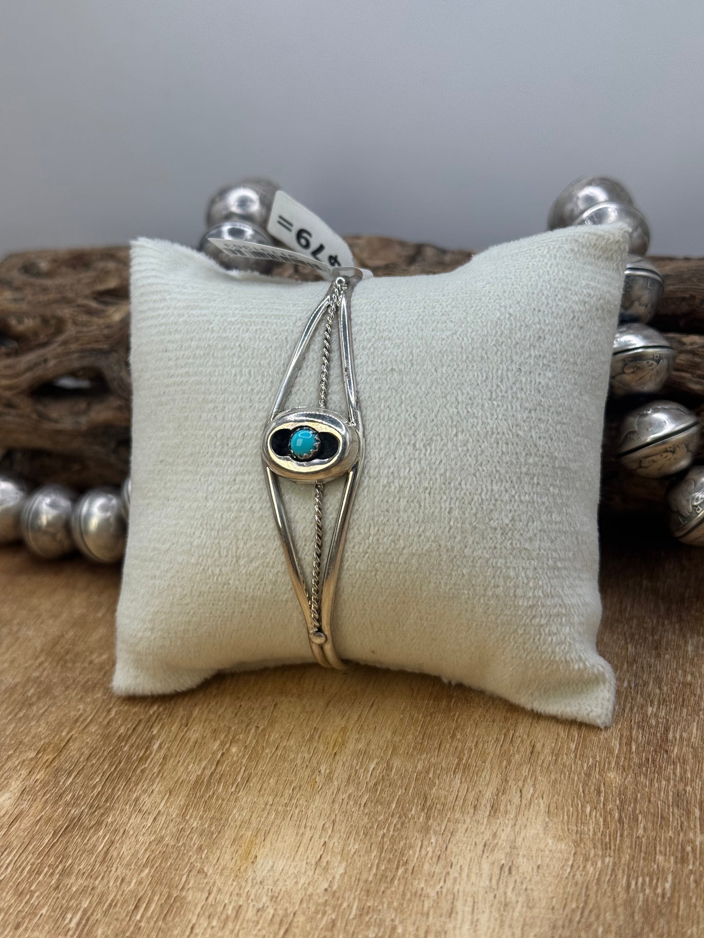 Turquoise Shadow Box Cuff by Janice Spencer, Navajo