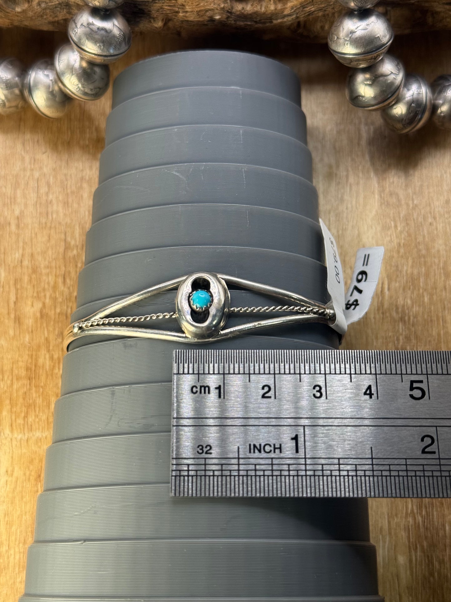 Turquoise Shadow Box Cuff by Janice Spencer, Navajo