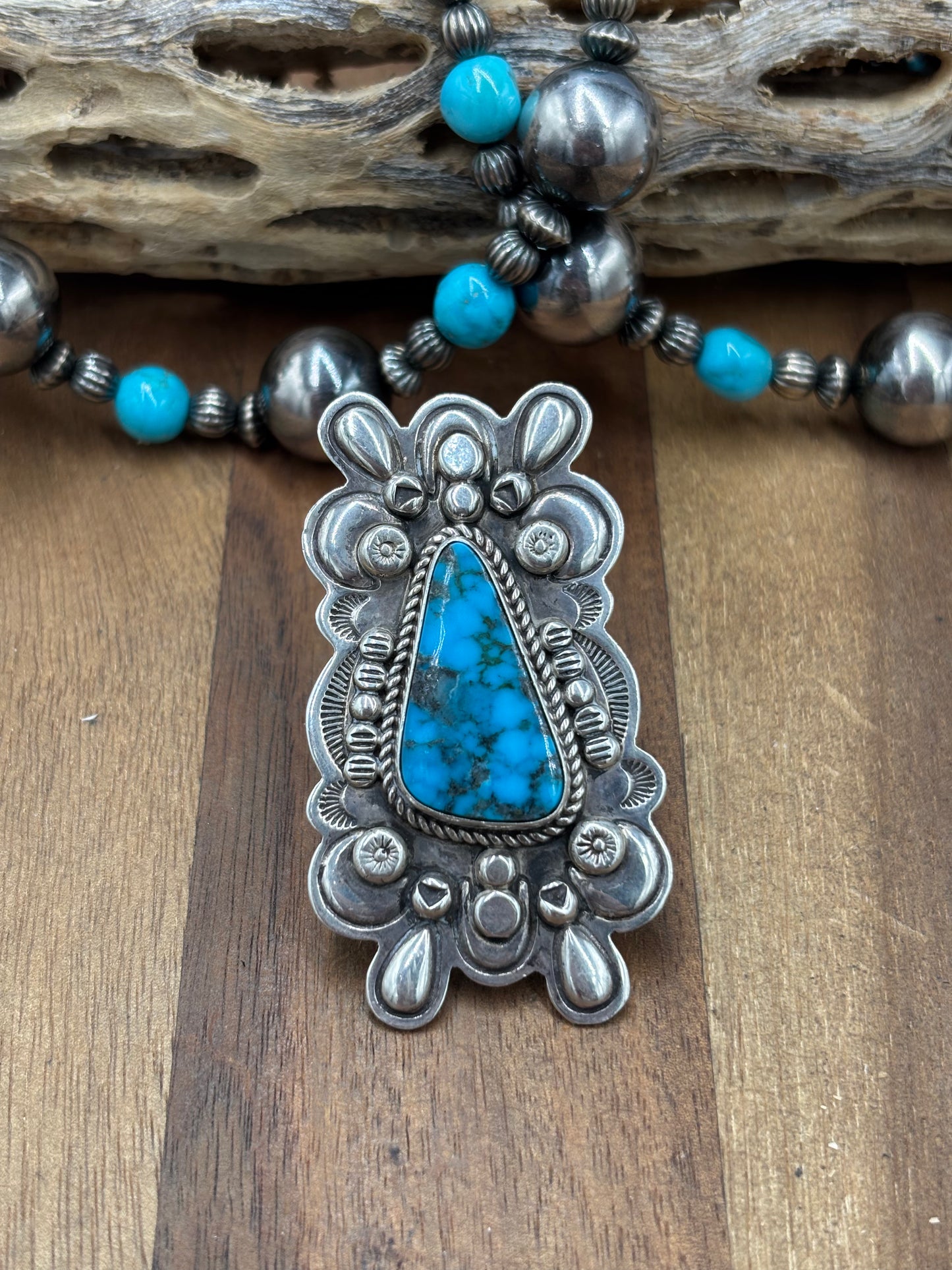 Webbed Turquoise #1030-6 Ring Size 9.75 by S, Navajo