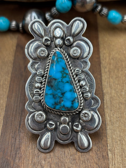 Webbed Turquoise #1030-6 Ring Size 9.75 by S, Navajo