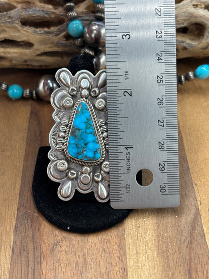 Webbed Turquoise #1030-6 Ring Size 9.75 by S, Navajo