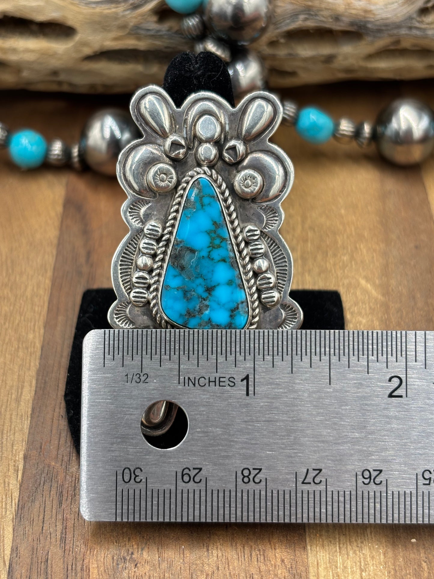 Webbed Turquoise #1030-6 Ring Size 9.75 by S, Navajo