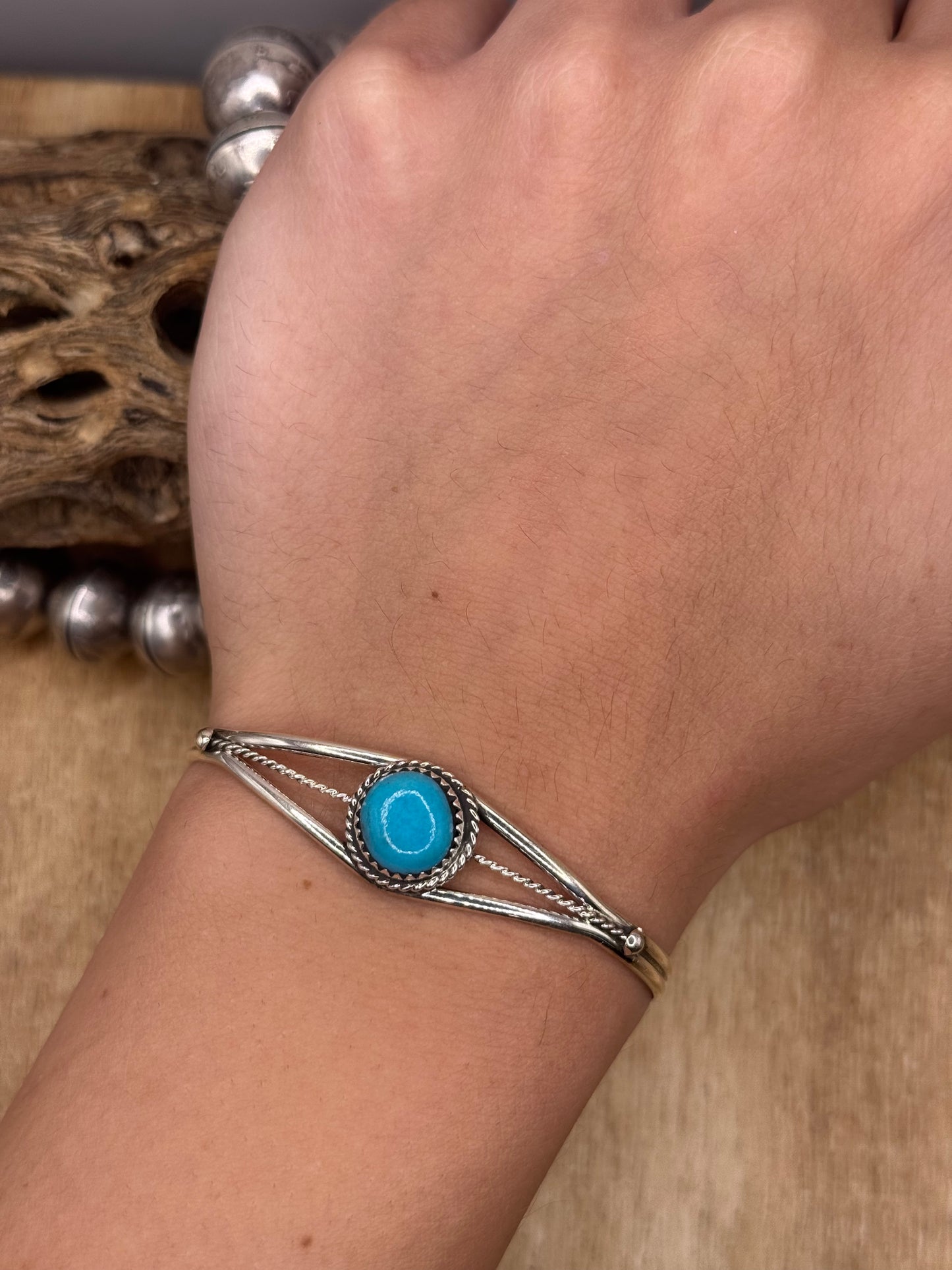 Kingman Turquoise Cuff #1 by Esther White, Navajo