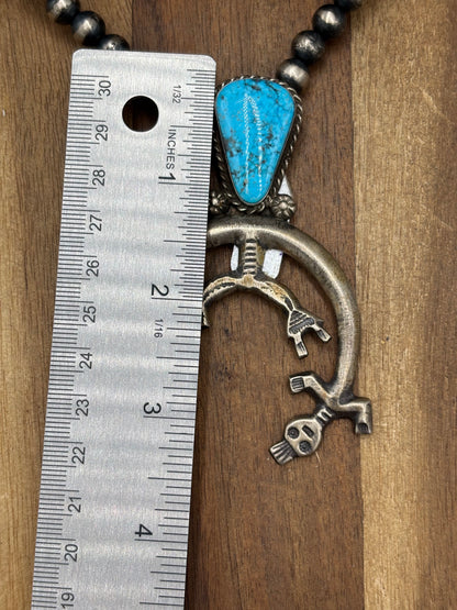Kingman Turquoise #1030-9 Naja Necklace by Rose Tsosie, Navajo