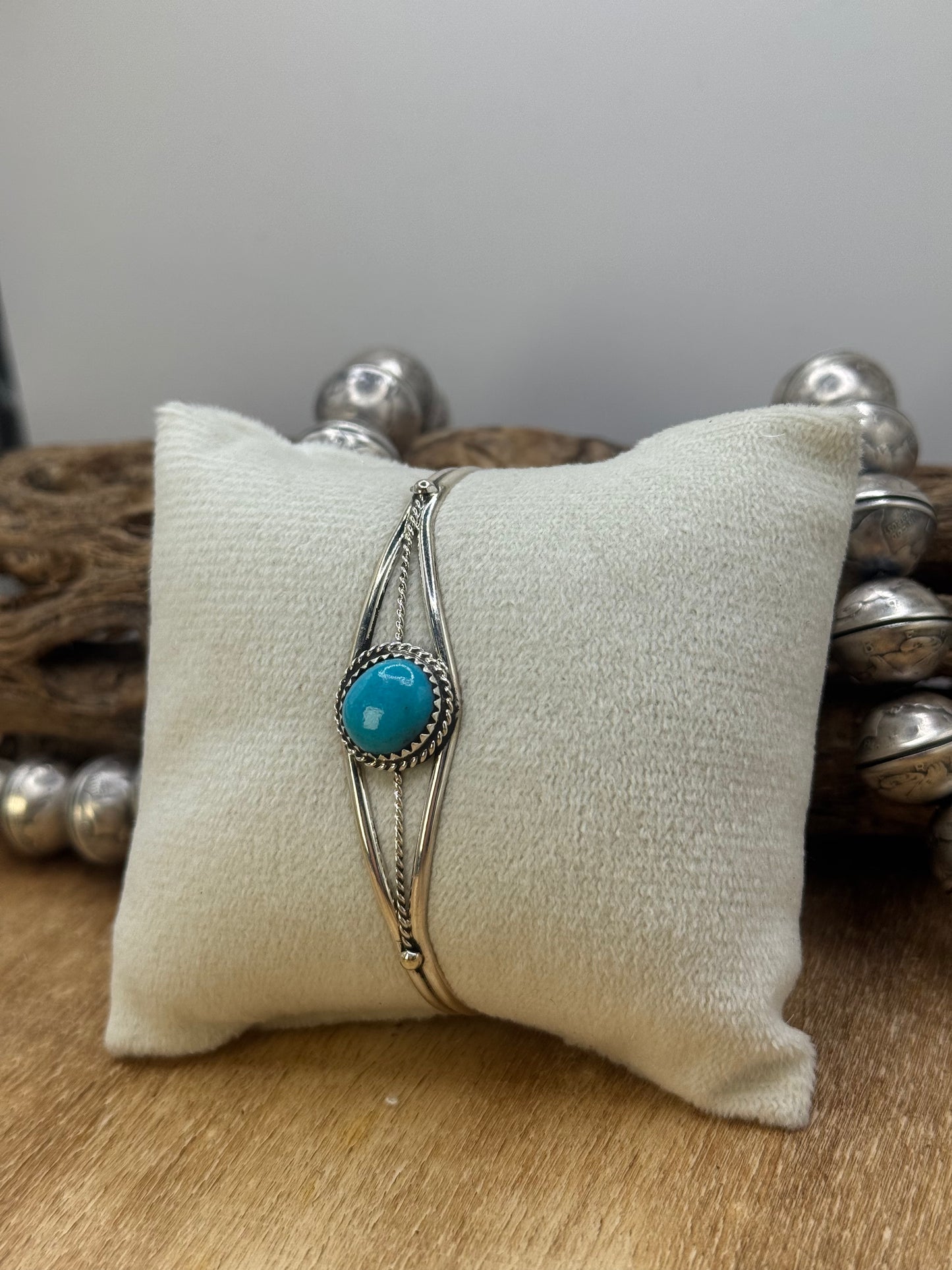 Kingman Turquoise Cuff #1 by Esther White, Navajo