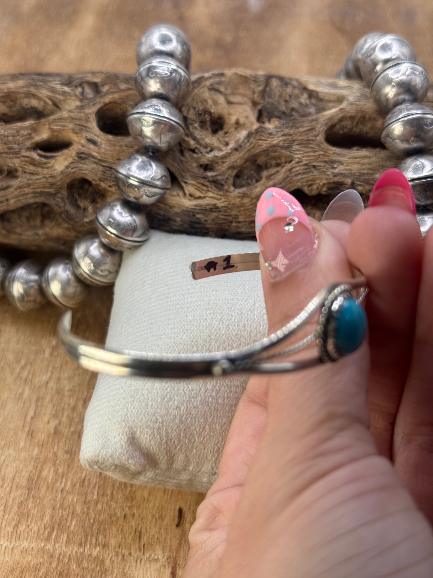 Kingman Turquoise Cuff #1 by Esther White, Navajo