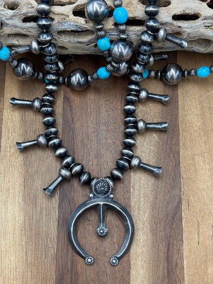 Sterling Silver #1030-11 Naja Squash Blossom Necklace by Preston Hailey, Navajo