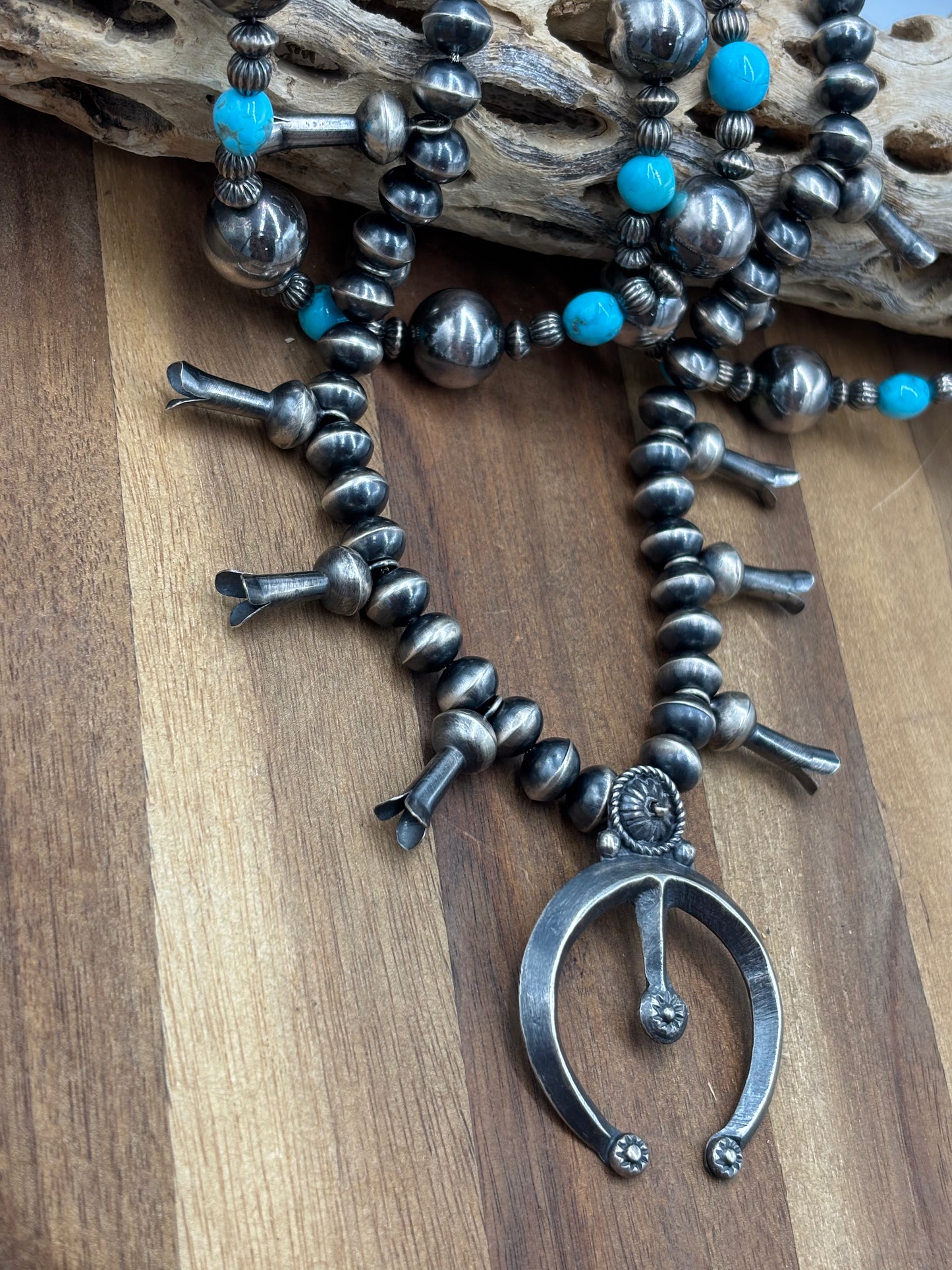 Sterling Silver #1030-11 Naja Squash Blossom Necklace by Preston Hailey, Navajo