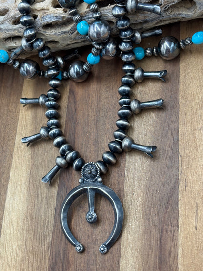 Sterling Silver #1030-11 Naja Squash Blossom Necklace by Preston Hailey, Navajo