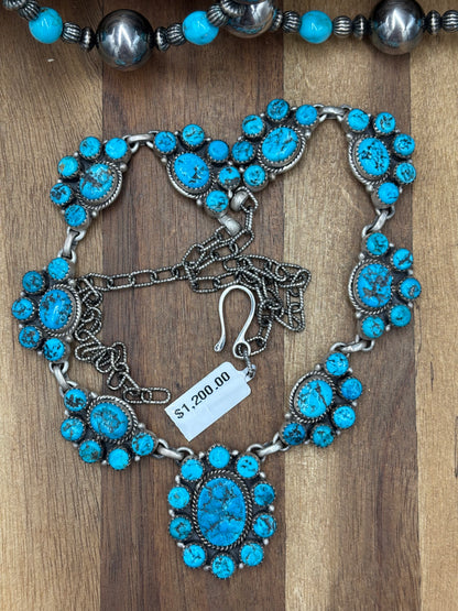 Turquoise #1030-12 Cluster Necklace
