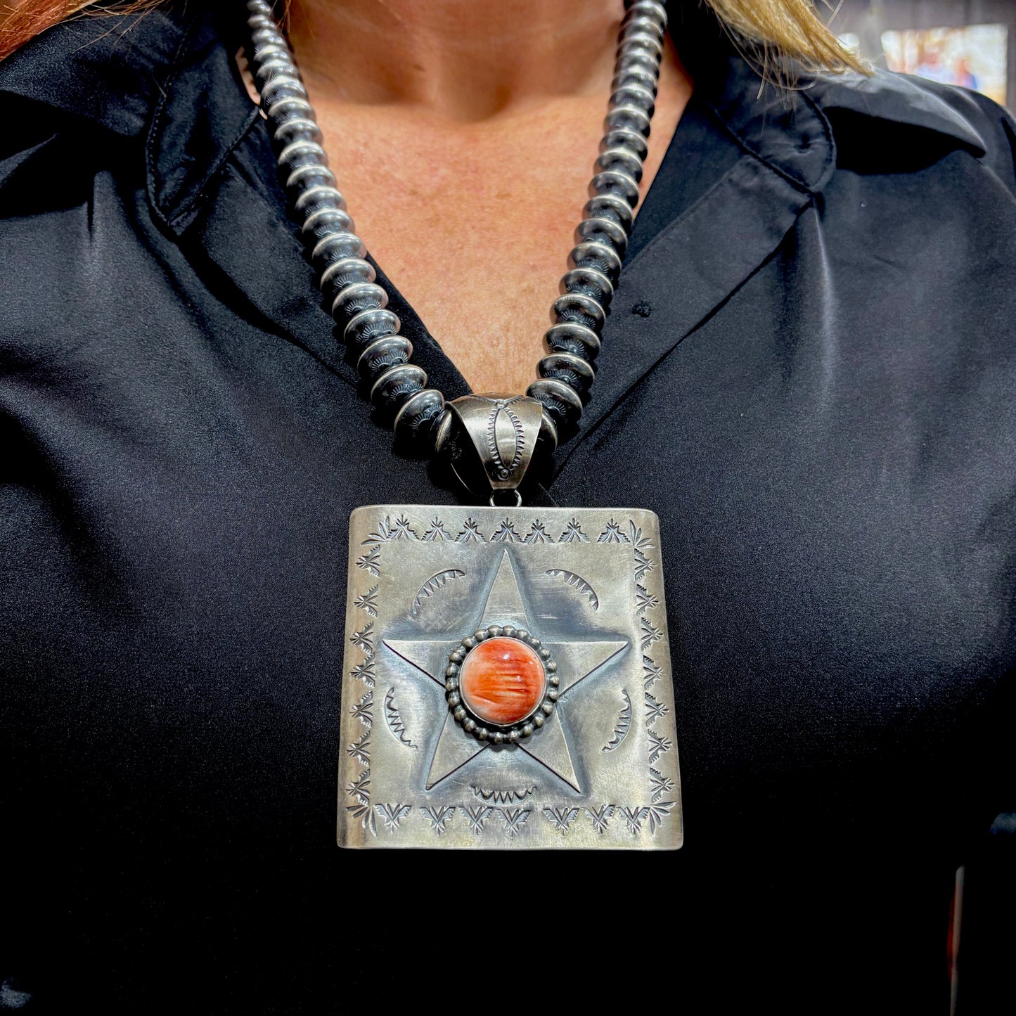 Red Spiny Statement Pendent By Delbert Santos