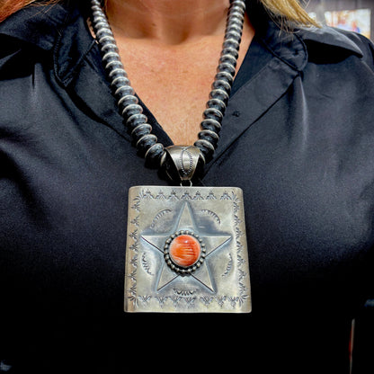 Red Spiny Statement Pendent By Delbert Santos