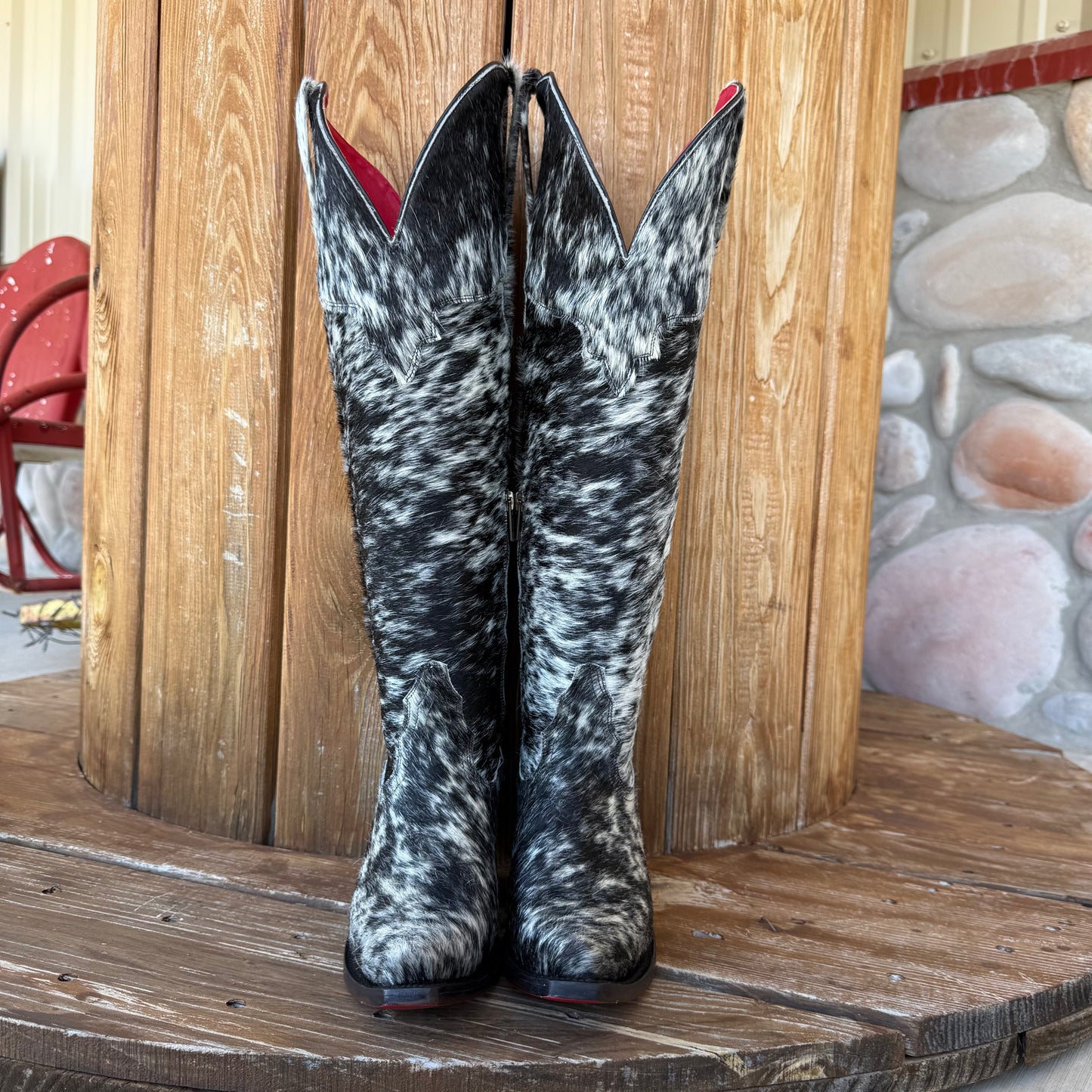 Signature Turquoise Reata Boot – The Renata, Hair on hide Snip Toe Boot