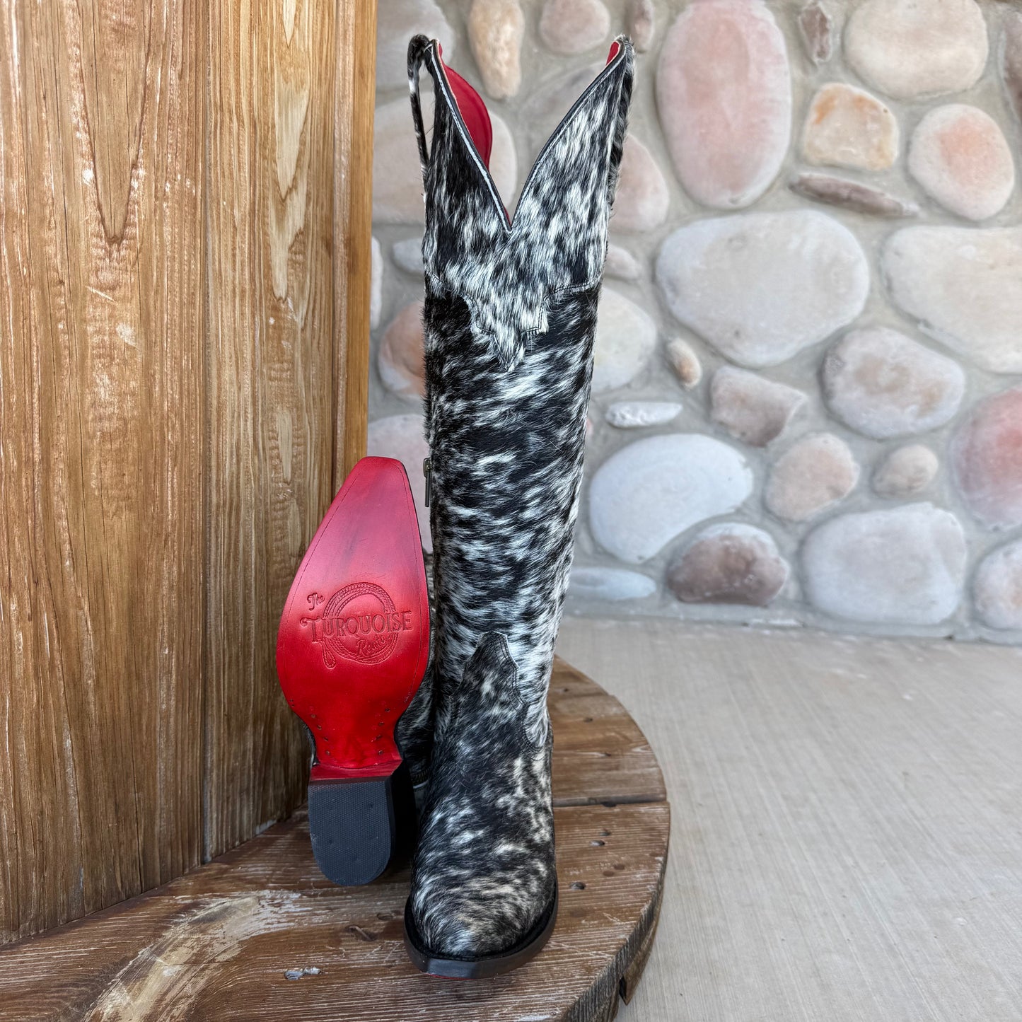 Signature Turquoise Reata Boot – The Renata, Hair on hide Snip Toe Boot