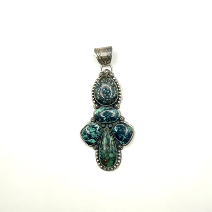5 Stone Tree Frog And Emerald Valley Pendant By Ned Nez, Navajo