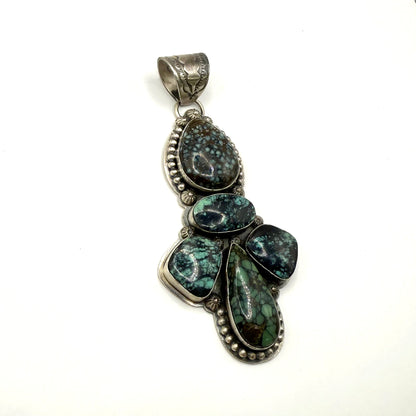 5 Stone Tree Frog And Emerald Valley Pendant By Ned Nez, Navajo
