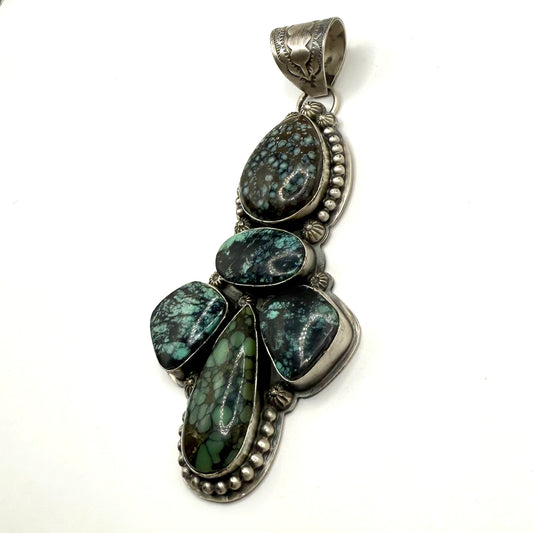 5 Stone Tree Frog And Emerald Valley Pendant By Ned Nez, Navajo