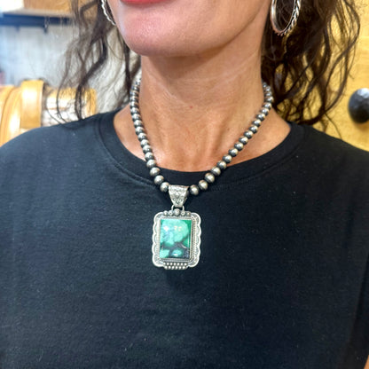 Emerald Rose Pendant by Gilbert Platero, Navajo