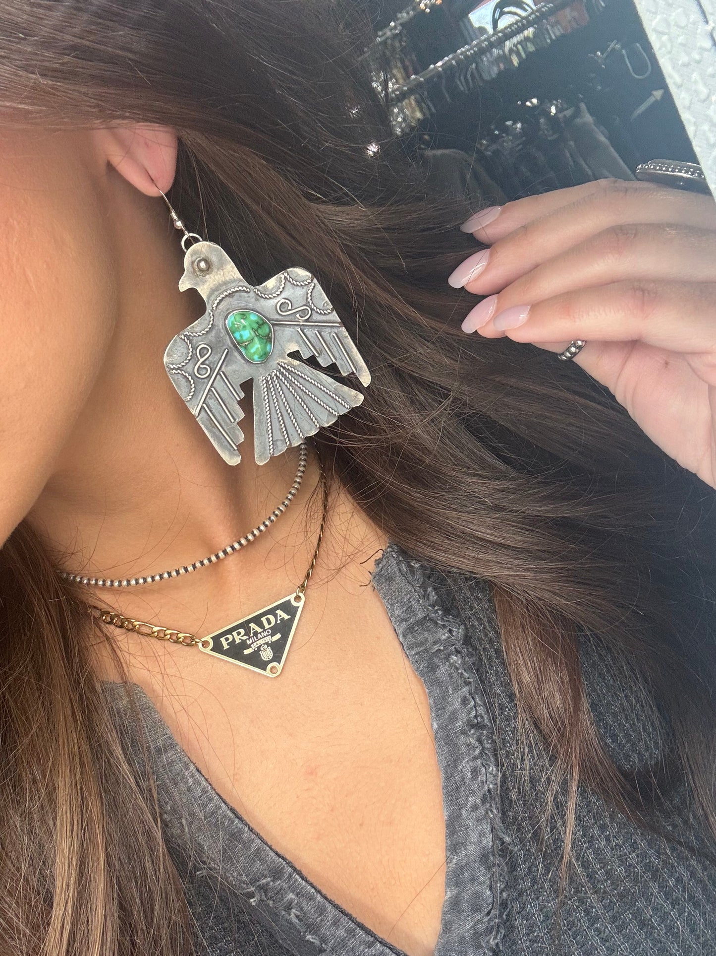 Sonoran Gold Thunderbird Earrings by Tawney N, Navajo