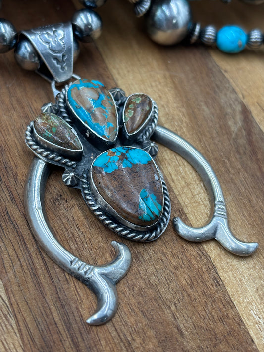 Turquoise Naja Pendant by Ned Nez, Navajo