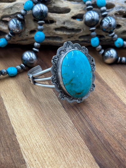 Turquoise Cuff by Lyle Piasso, Navajo