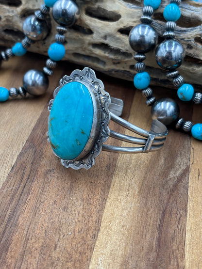 Turquoise Cuff by Lyle Piasso, Navajo