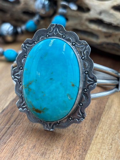 Turquoise Cuff by Lyle Piasso, Navajo