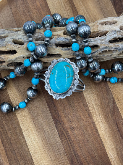 Turquoise Cuff by Lyle Piasso, Navajo