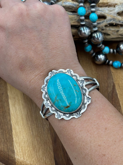 Turquoise Cuff by Lyle Piasso, Navajo