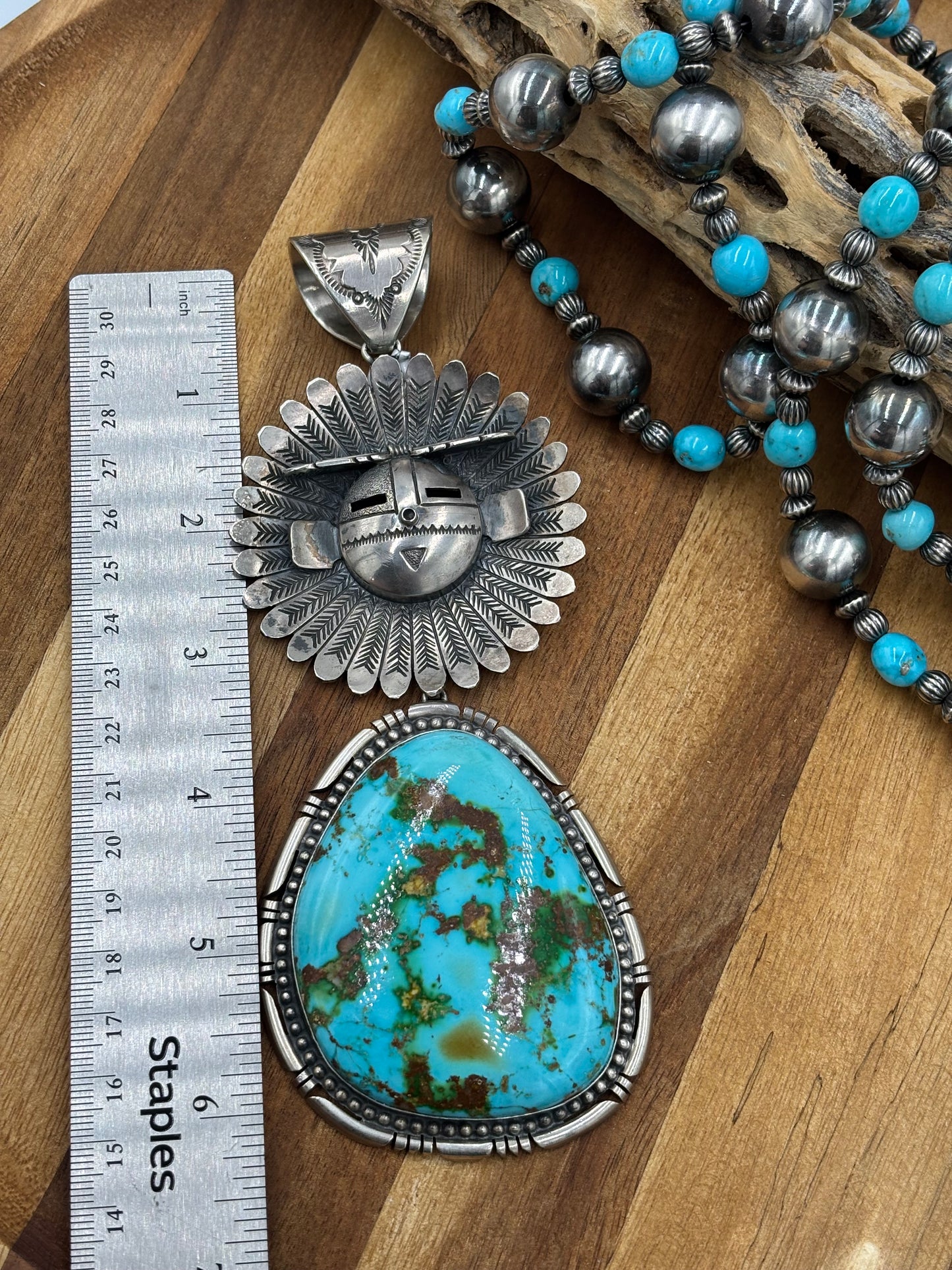 Sonoran Gold Sunface Pendant by F. Charley, Navajo