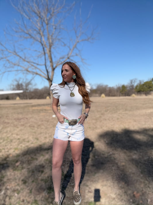 The Victoria White Puff Sleeve Bodysuit Top