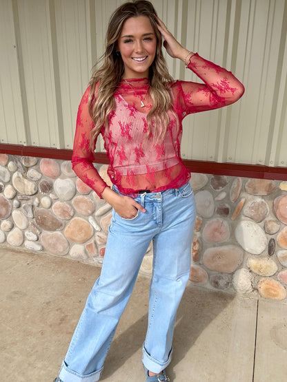 The CoCo High Rise Long Inseam Wide Leg Cuffed Light Wash Jean