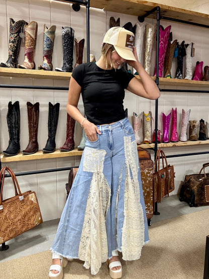 The Wildflower Lace Inset Flare Jeans