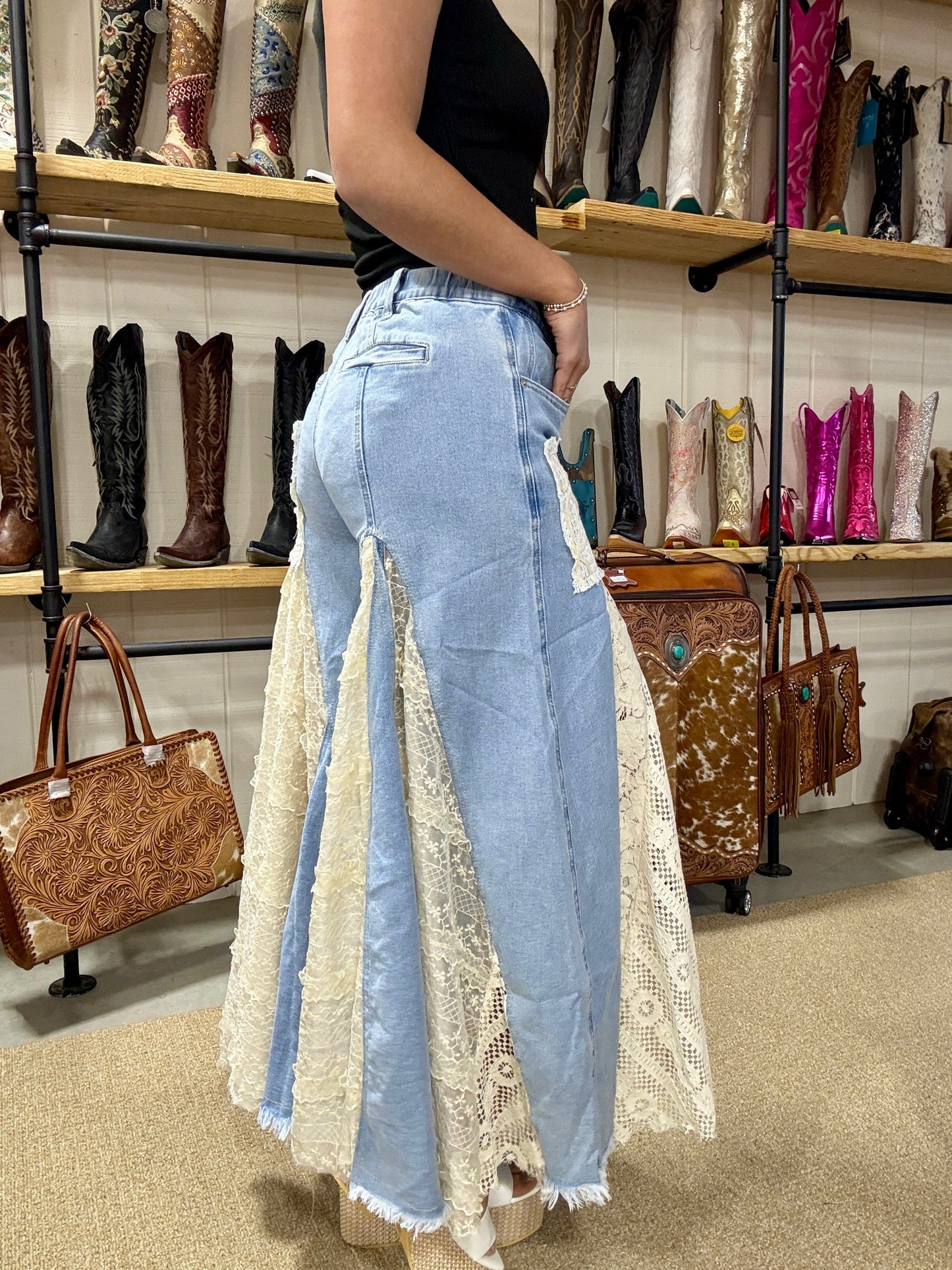 The Wildflower Lace Inset Flare Jeans