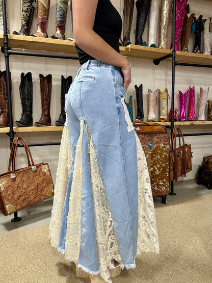 The Wildflower Lace Inset Flare Jeans