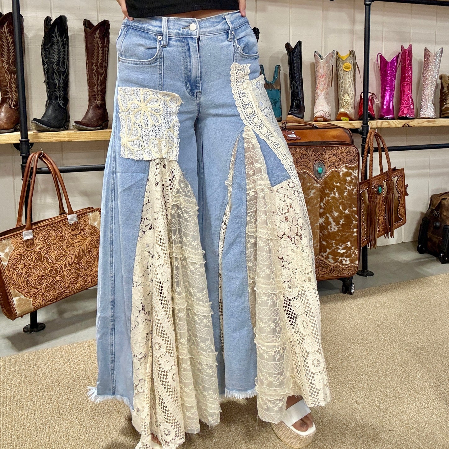 The Wildflower Lace Inset Flare Jeans