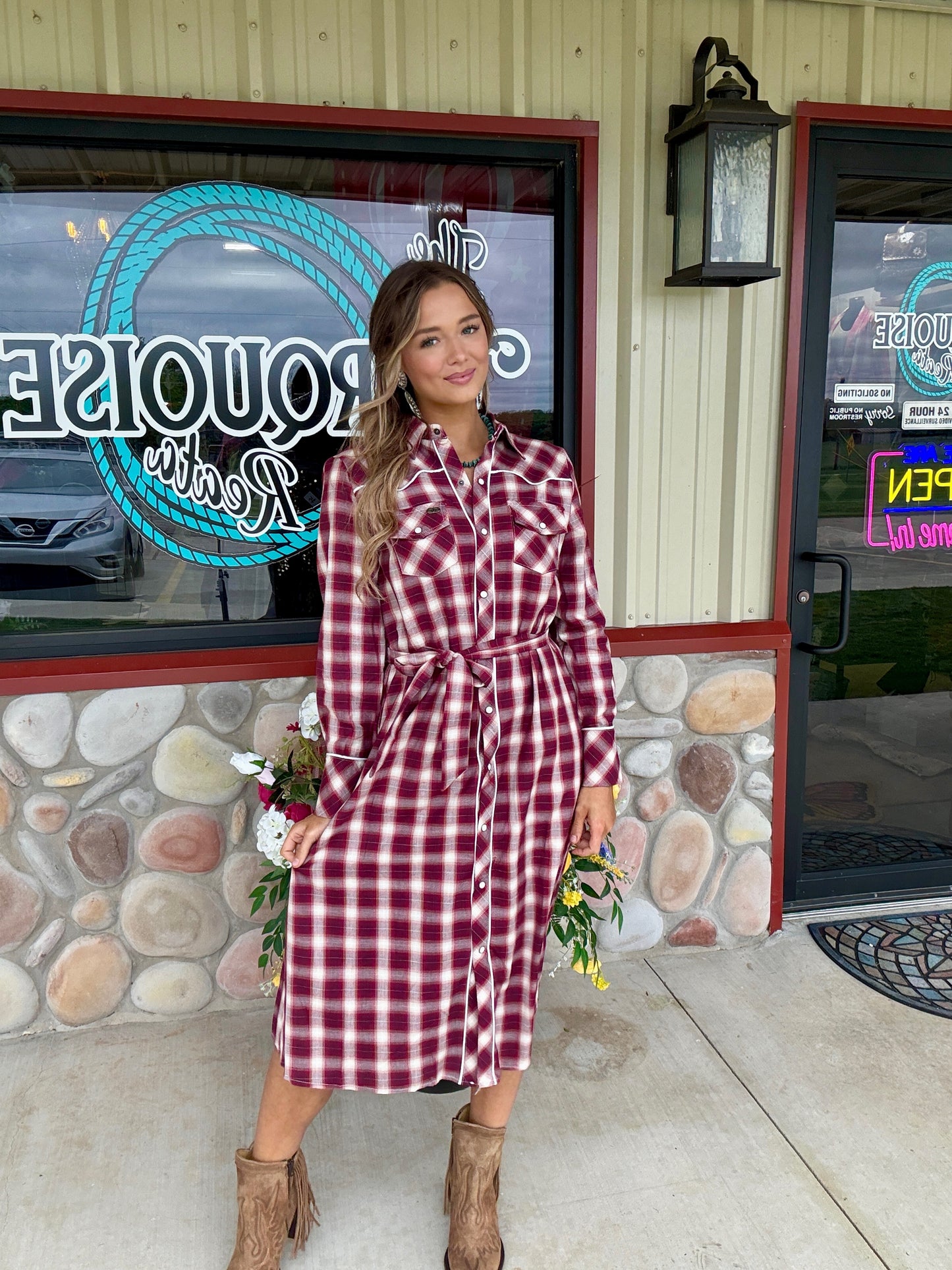 Whiskey Sunset Plaid Dress
