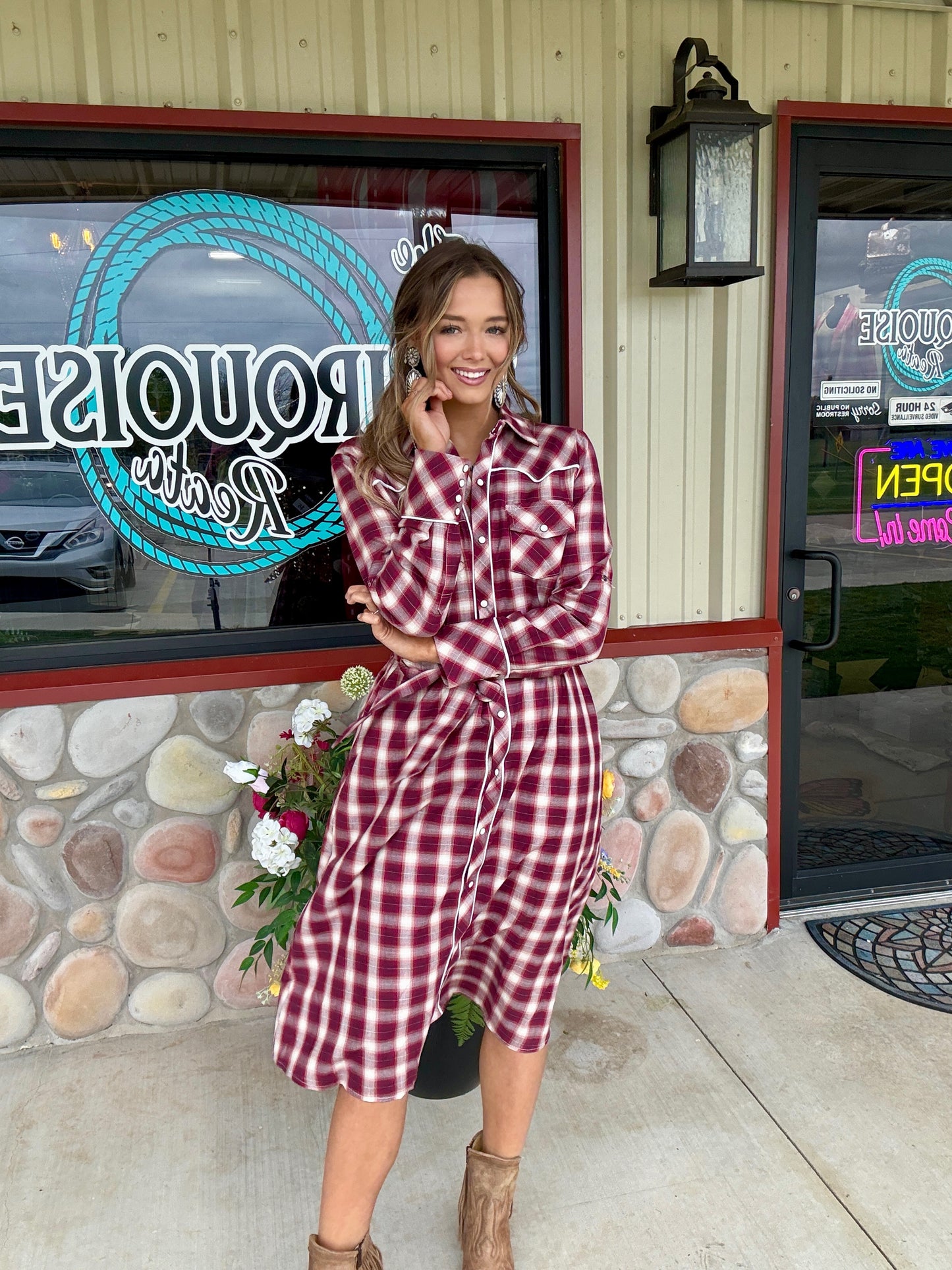 Whiskey Sunset Plaid Dress