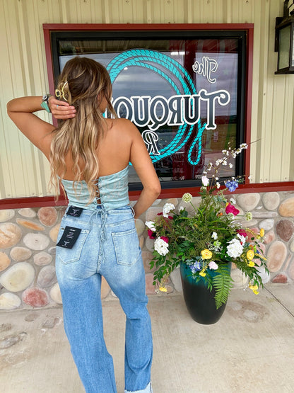 The Stagecoach Sweetheart Lace Up Corset Back Strapless Top