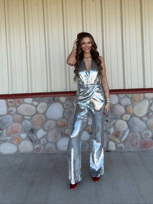 Silver Stardust HalterTop Jumpsuit
