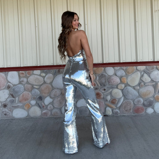 Silver Stardust HalterTop Jumpsuit