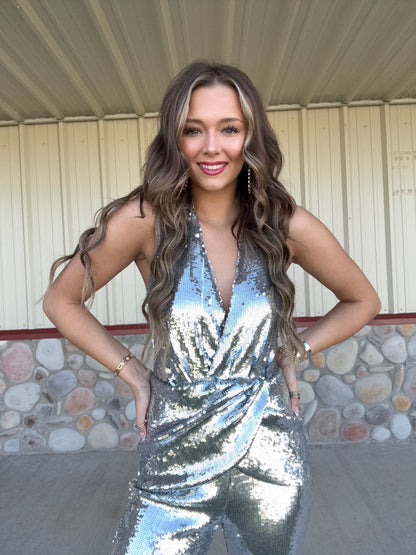 Silver Stardust HalterTop Jumpsuit