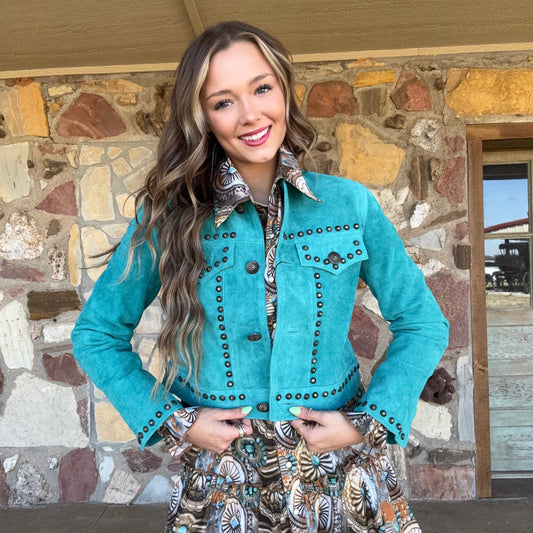 Turquoise Mafia Studded Jacket