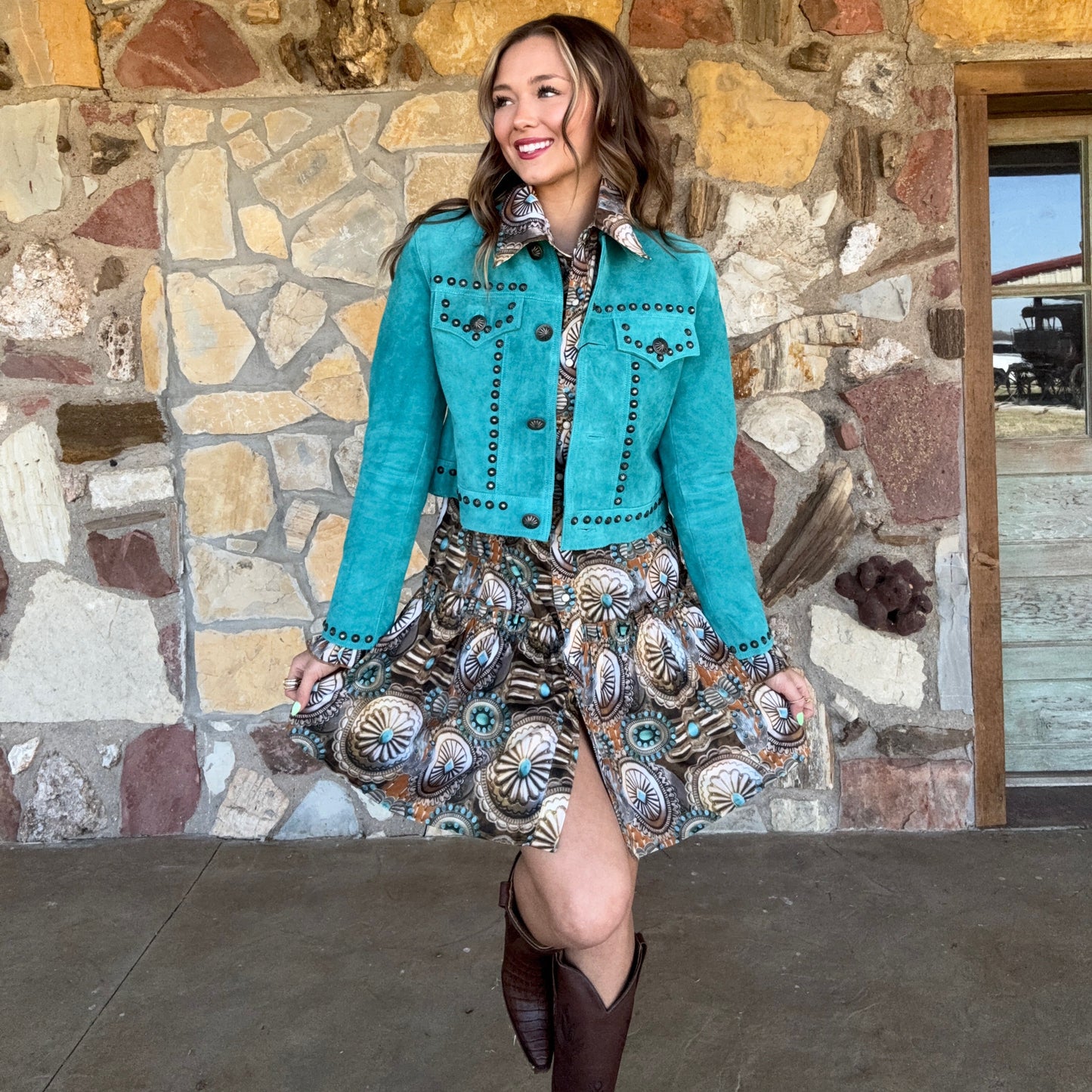 Turquoise Mafia Studded Jacket