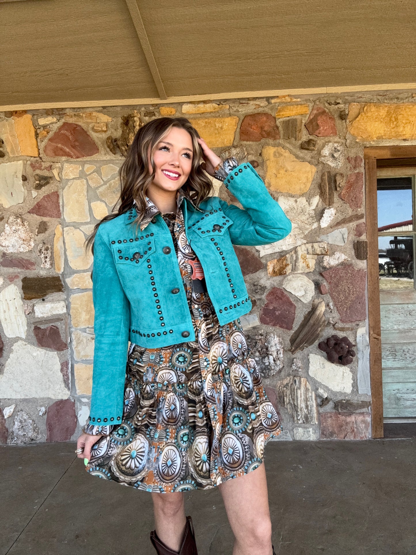 Turquoise Mafia Studded Jacket