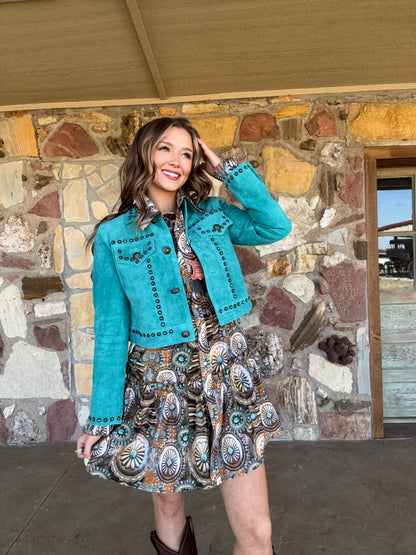 Turquoise Mafia Studded Jacket