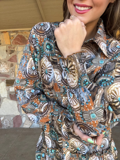 Concho Canyon Ruffle Dress