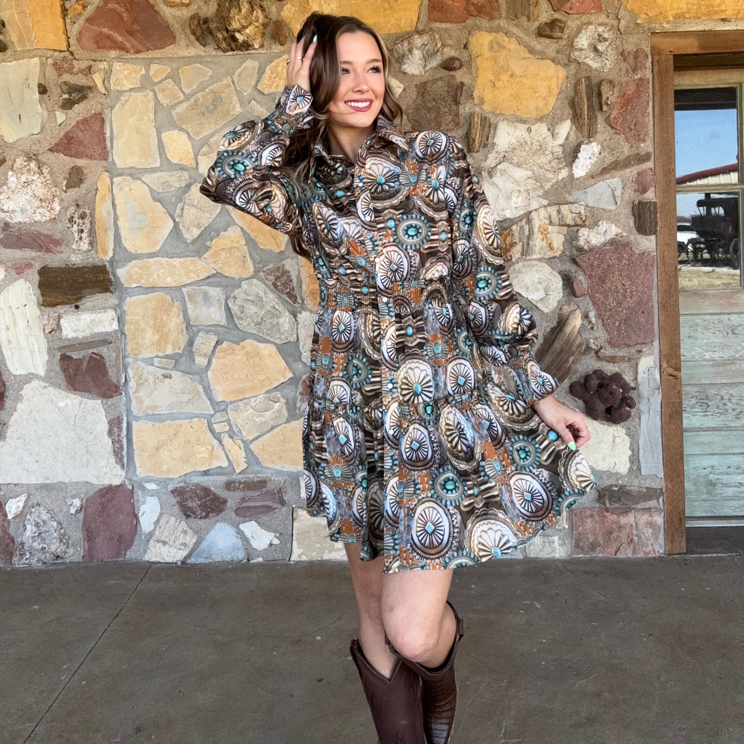 Concho Canyon Ruffle Dress
