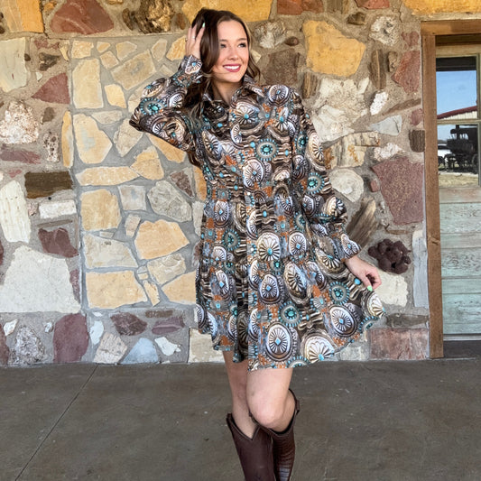Concho Canyon Ruffle Dress
